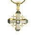  14K Yellow Gold Religious Pendant w/ Diamond & Black Stones