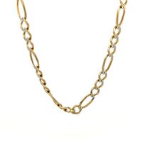 14K Gold 24" Diamond Cut Figaro Necklace