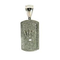  10K White Gold Diamond Encrusted Crown Design Pendant