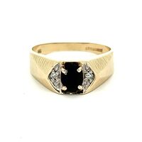 14K Gold Black Stone Ring