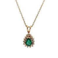 14K Gold & Emerald Pendant With Necklace