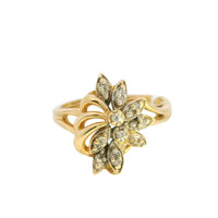  14K Yellow Gold Diamond Cluster Ring