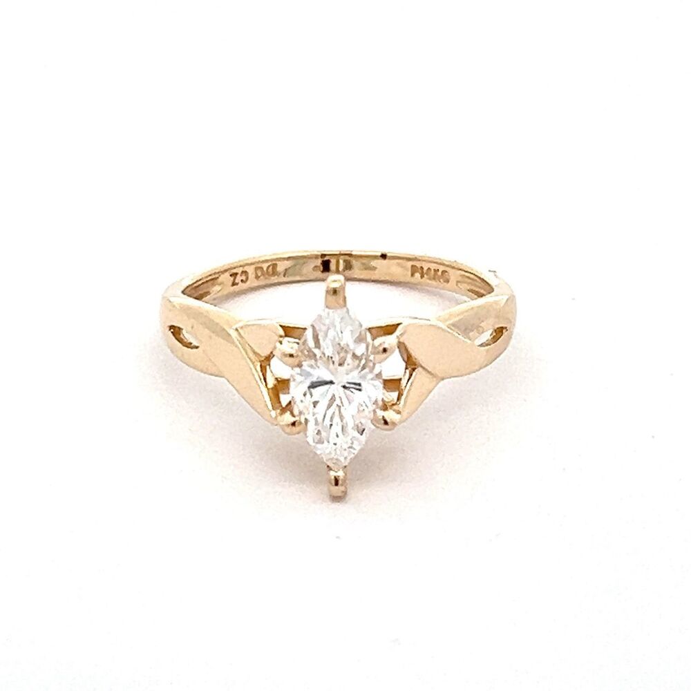 14K Gold CZ Marquise Solitaire
