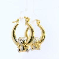  10K Yellow Gold Teddy Bear Hoop Earrings