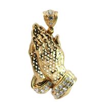  10K Yellow Gold Prayer Hands Charm w/ CZ