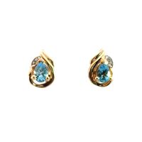  14K Yellow Gold Earrings w/ Blue Stones