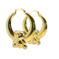  10K Yellow Gold Teddy Bear Hoop Earrings