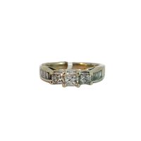  14K White Gold Past Present Future Diamond Ring