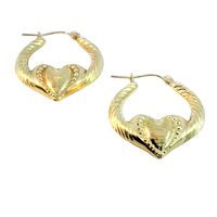 10K Yellow Gold Heart Hoop Earrings