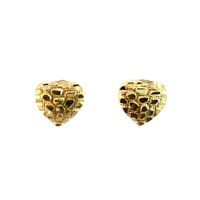 10K Yellow Gold Heart Nugget Earrings