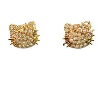 10K Yellow Gold & CZ Hello Kitty Earrings