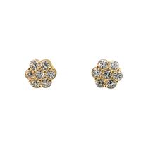 10K Yellow Gold Flower Earrings w/ CZ