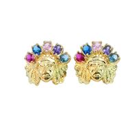 10K Yellow Gold Multi-Colored Gem Headdress Earrings