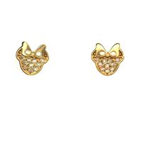 10K Yellow Gold Minnie Mouse Earrings w/ CZ