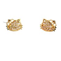 10K Yellow Gold Hello Kitty Earrings w/ CZ