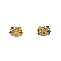 10K Yellow Gold & CZ Hello Kitty Earrings