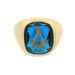 10K Gold Men's Blue Stone Mason Ring