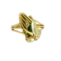 10K Yellow Gold Prayer Hands Ring