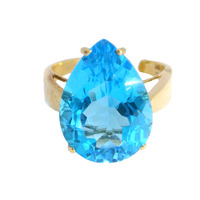  10K Yellow Gold Ring w/ Large Blue Stone