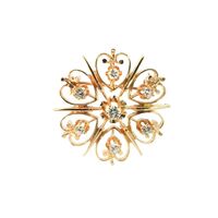  14K Yellow Gold & Diamond Brooch