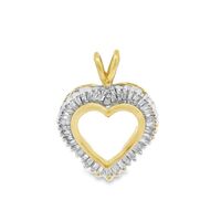 14K Gold Heart Charm With Baguette Cut Diamonds