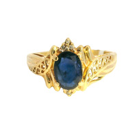  14K Yellow Gold Ring w/ Blue Stone