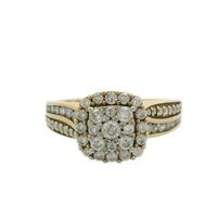 14K Gold & Diamond Cluster Bridal Ring