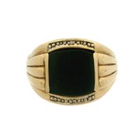 10K Gold Black Stone Men's Ring
