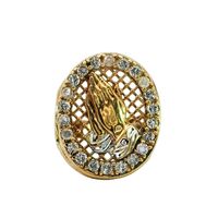 10K Yellow Gold Praying Hands Ring w/ CZ