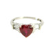  10K White Gold Ring w/ Red Heart-Shaped Stone