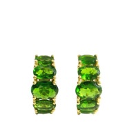  10K Yellow Gold Earrings w/ Green Stones