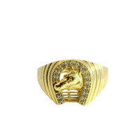  10K Yellow Gold Horse Ring w/ Diamond Chips