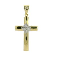  10K Two Tone Gold Cross Charm