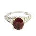  14K White Gold Ring w/ Dark Red Stone