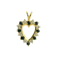  10K Yellow Gold Heart Charm w/ Dark Blue Stones