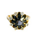 10K Yellow Gold Ring w/ Dark Blue Stone & CZ