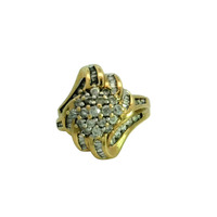  14K Gold & Diamond Ladies Cluster Ring