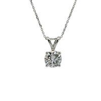 14K White Gold Lab Grown Diamond Solitaire Pendant