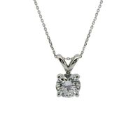 14K White Gold Lab Grown Diamond Solitaire Pendant