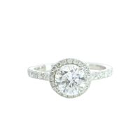 14K White Gold Lab Grown Diamond Halo Solitare Ring