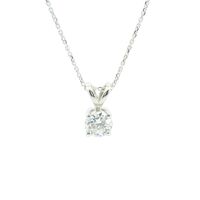 14K White Gold Lab Grown Diamond Solitare Pendant