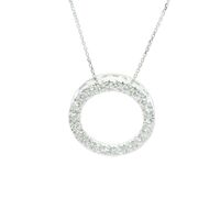 14K White Gold Lab Grown Diamond Circle Pendant