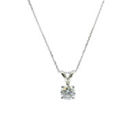 14K White Gold Lab Grown Diamond Solitare Pendant