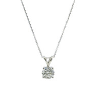 14K White Gold Lab Grown Diamond Solitare Pendant