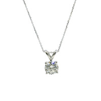 14K White Gold Lab Grown Diamond Solitare Pendant