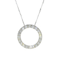 14K White Gold Lab Grown Diamond Circle Pendant