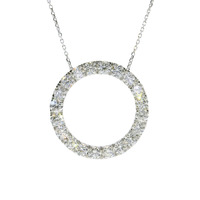 14K White Gold Lab Grown Diamond Circle Pendant