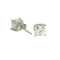 14K White Gold Princess Cut Lab Grown Diamond Earrings