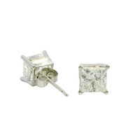 14K White Gold Princess Cut Lab Grown Diamond Earrings