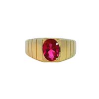  14K Yellow Gold Red Stone Ring